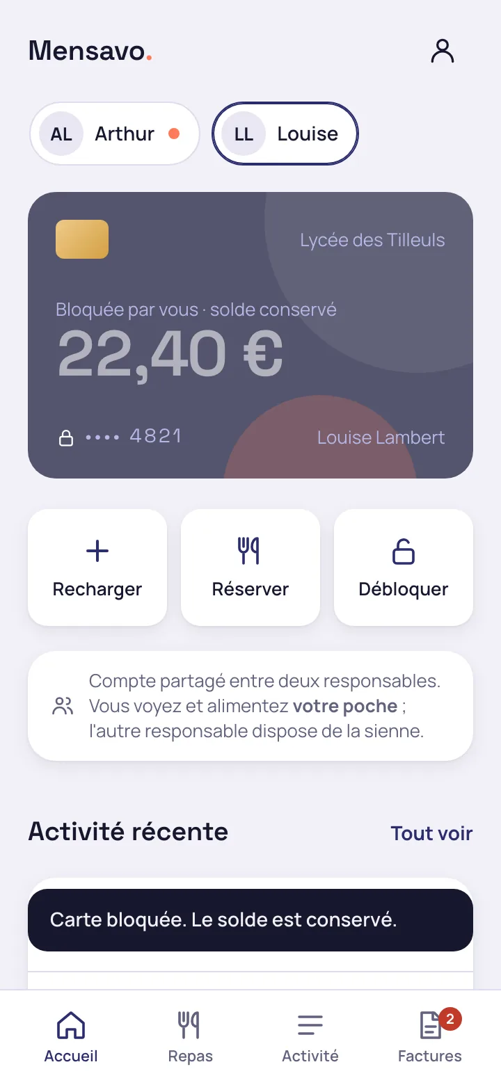 Carte bloquée, solde conservé
